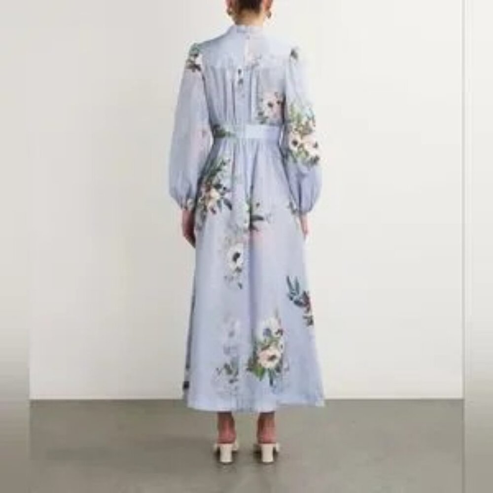 NWT! Zimmermann Everley Floral Linen Midi Dress Size 2 AU, 6-8 US